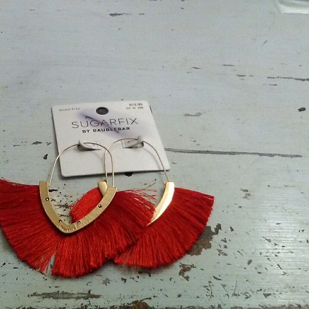 Sugarfix coral fringe earrings